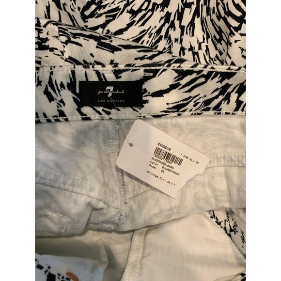 7 For All Mankind  White & Black Denim Brushstroke Print Skirt, Size 28, NWT! - Picture 8 of 8